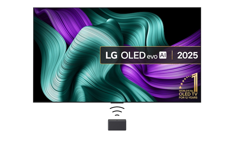 Front view of True Wireless TV 97 inch LG SIGNATURE OLED AI M5 with 4K 120Hz Video & Audio Transfer OLED97M59LA