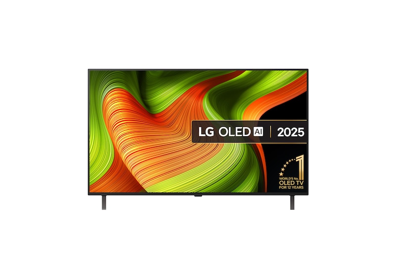 Front view of 48 inch LG OLED AI B5 4K Smart TV 2025 OLED48B56LA