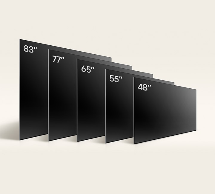 Comparing LG OLED B4's varying sizes, showing 55", 65", and 77".