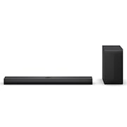 Front view of LG Soundbar US90TY and subwoofer