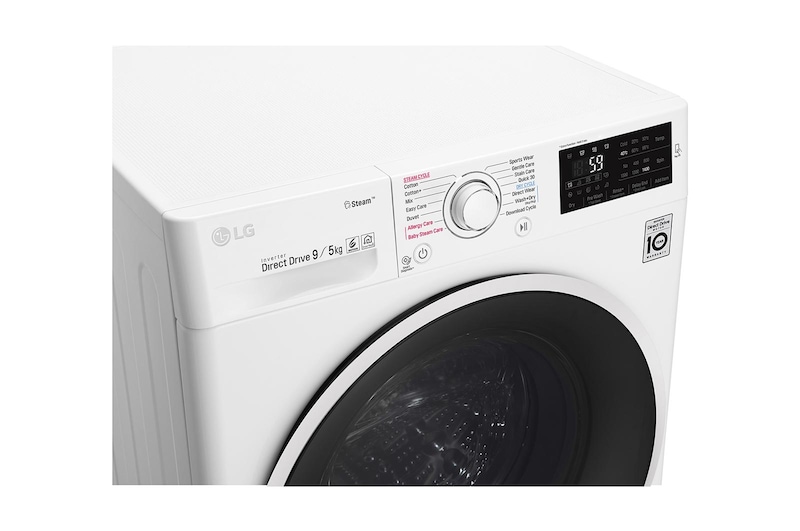 LG 9/5 KG Steam Washer Dryer with inverter Direct Drive and Smart ThinQ Connnectivity, F4J6VG0W
