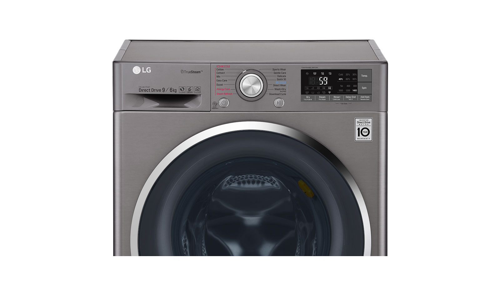 LG 9/6 KG Smart Eco Hybrid™ Washer™ Dryer with True Steam™ technology, F4J8FH2S