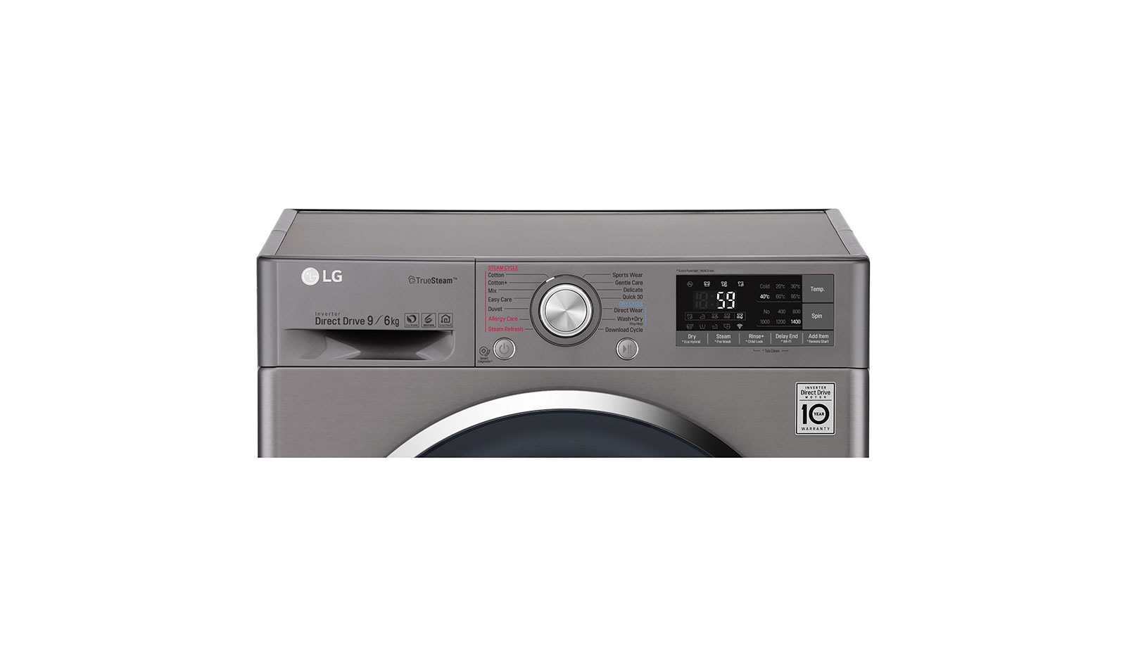 LG 9/6 KG Smart Eco Hybrid™ Washer™ Dryer with True Steam™ technology, F4J8FH2S