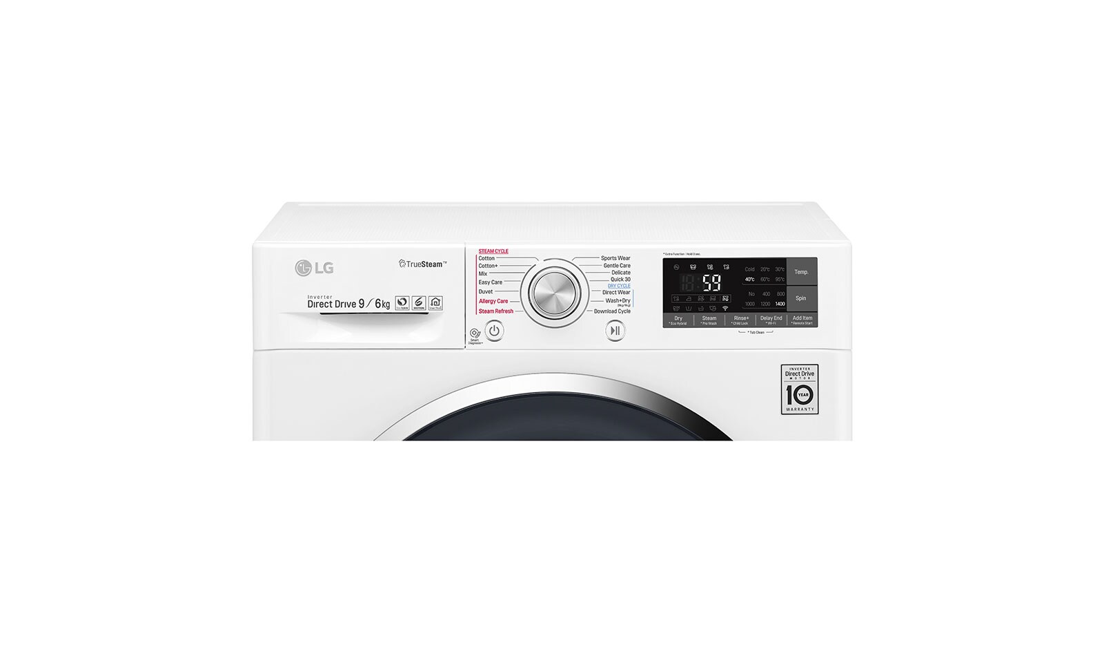 LG 9/6 KG Smart Eco Hybrid™ Washer™ Dryer with True Steam™ technology, F4J8FH2W