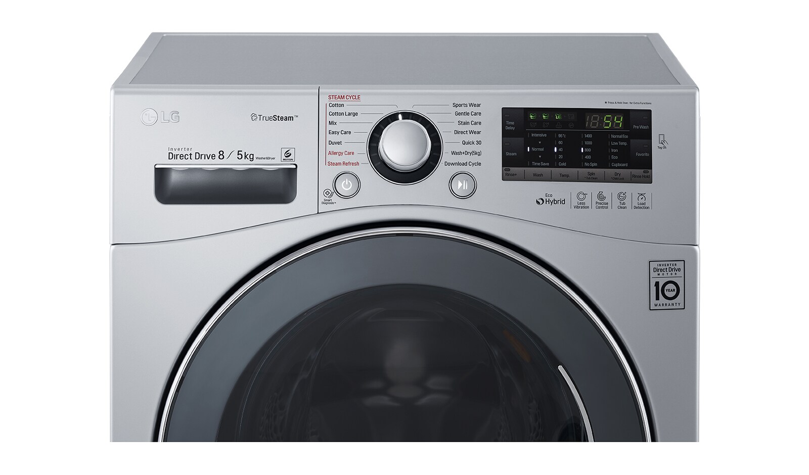 LG 8/5 KG Eco Hybrid™ Washer Dryer with True Steam™ technology and Smart ThinQ™ connectivity, FH4A8TDH4N