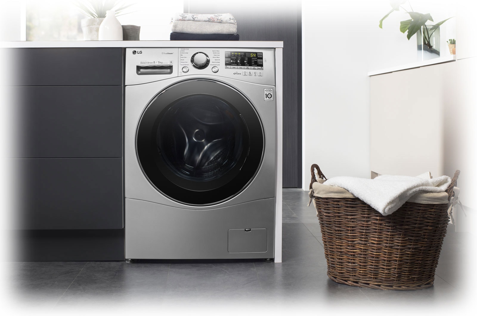 LG 8/5 KG Eco Hybrid™ Washer Dryer with True Steam™ technology and Smart ThinQ™ connectivity, FH4A8TDH4N