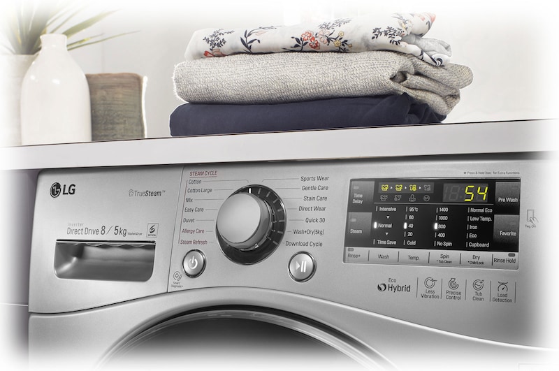 LG 8/5 KG Eco Hybrid™ Washer Dryer with True Steam™ technology and Smart ThinQ™ connectivity, FH4A8TDH4N