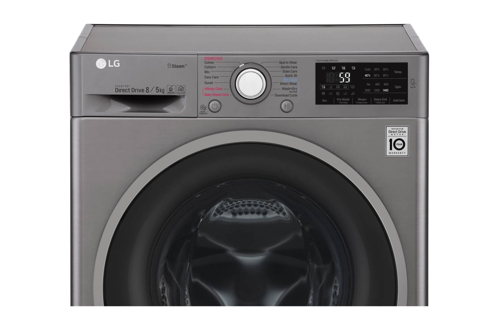 LG Steam™ FWJ685SS 8/5Kg 1400 Spin Washer Dryer – Graphite, FWJ685SS