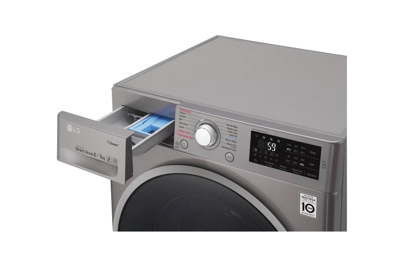 LG Steam™ FWJ685SS 8/5Kg 1400 Spin Washer Dryer – Graphite, FWJ685SS