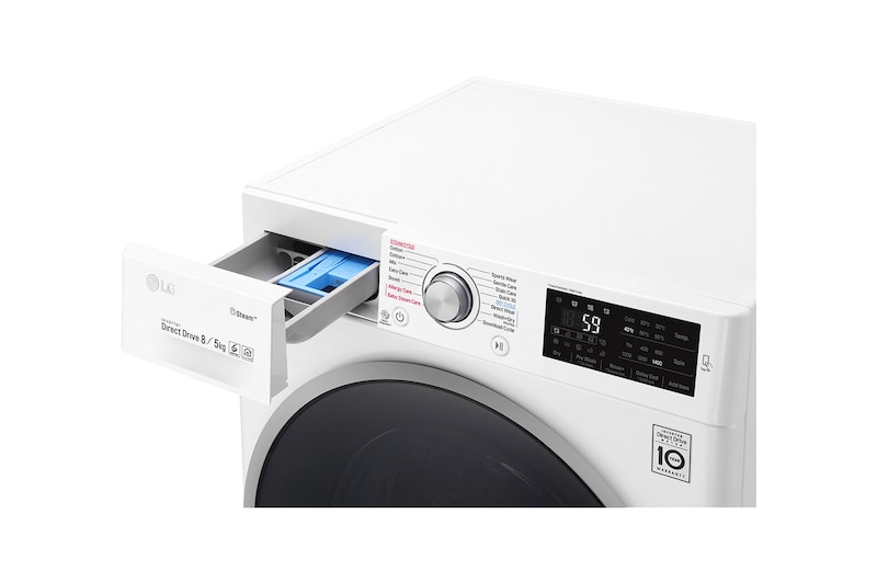LG Steam™ FWJ685WS 8/5Kg 1400 Spin Washer Dryer – White, FWJ685WS