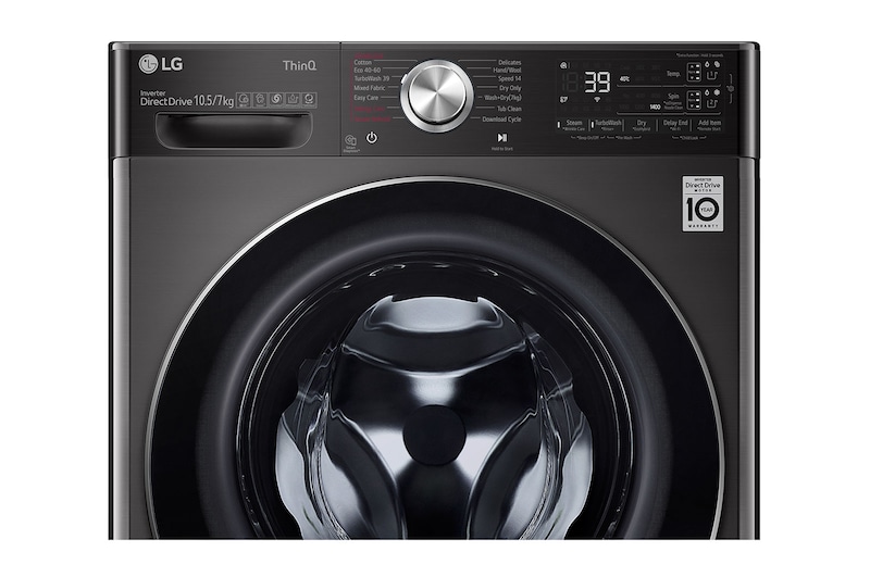 LG 10.5/7kg Washer Dryer LG Turbowash360™, Black Steel, FWV1117BTSA