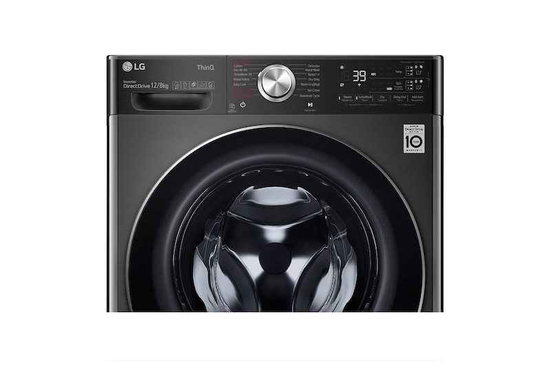 LG 12/8kg Washer Dryer LG Turbowash360™, Black Steel, FWV1128BTSA