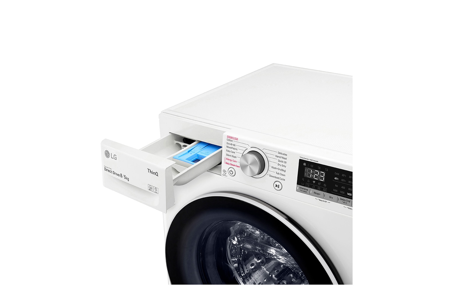 LG AIDD™ FWV585WSE 8kg / 5kg, 1400rpm Washer Dryer - White, FWV585WSE