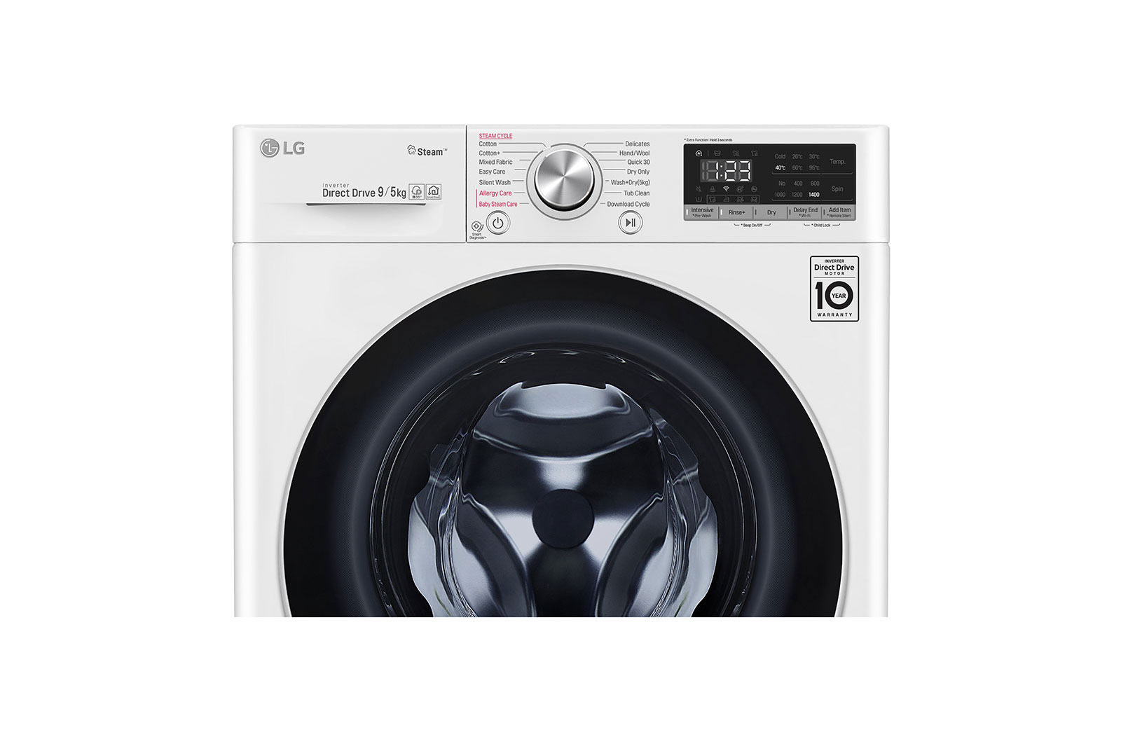 LG AIDD™ FWV595WS 9/5Kg 1400 Spin Washer Dryer – White, FWV595WS