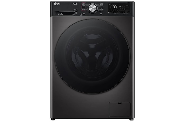 Front view of 11kg / 6kg DUAL Dry™ Washer Dryer, Platinum Black (FWY916BBTN1)