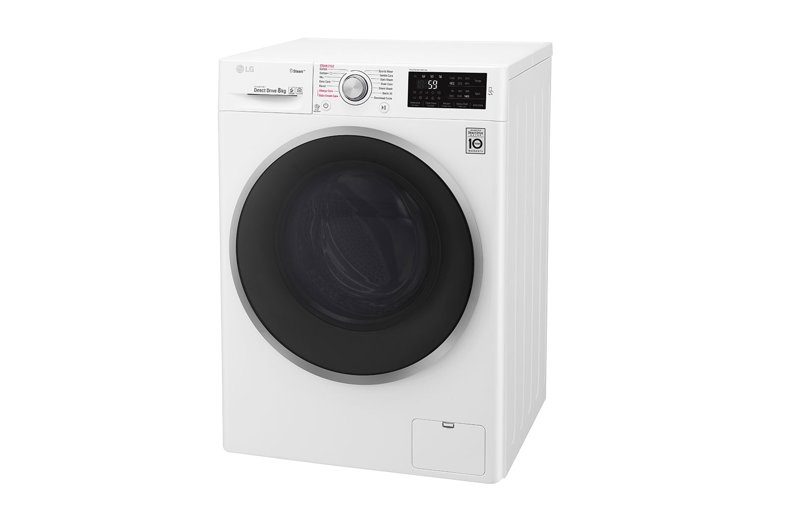 LG Steam™ F4J6TY1W 8Kg 1400 Spin Washing Machine - White, F4J6TY1W