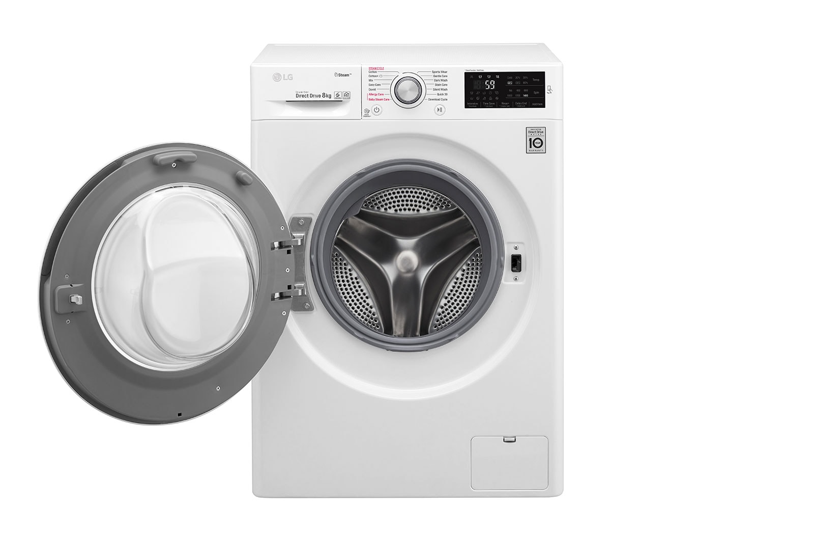 LG Steam™ F4J6TY1W 8Kg 1400 Spin Washing Machine - White, F4J6TY1W