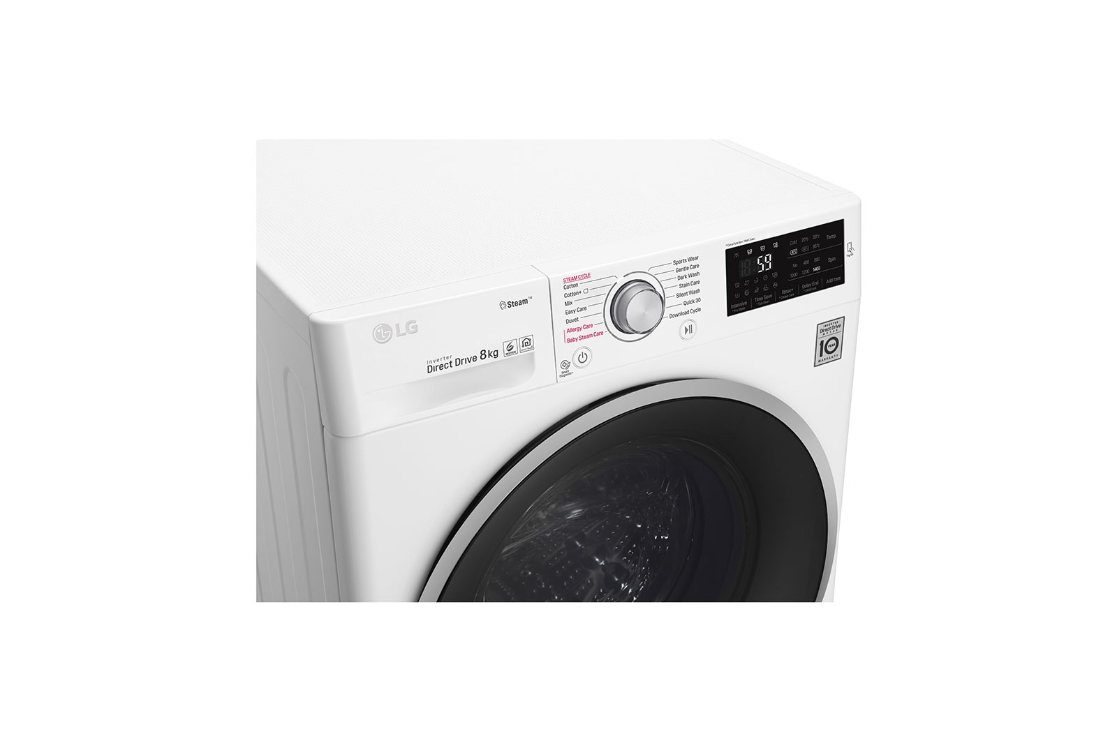 LG Steam™ F4J6TY1W 8Kg 1400 Spin Washing Machine - White, F4J6TY1W