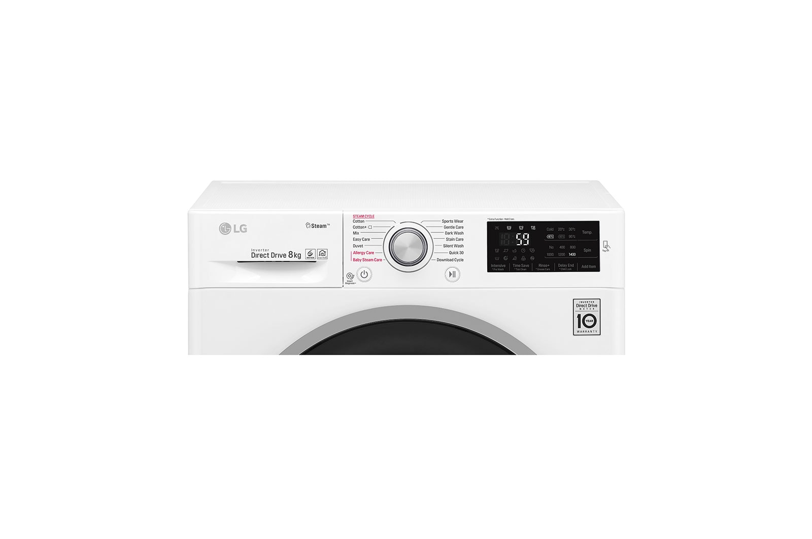 LG Steam™ F4J6TY1W 8Kg 1400 Spin Washing Machine - White, F4J6TY1W