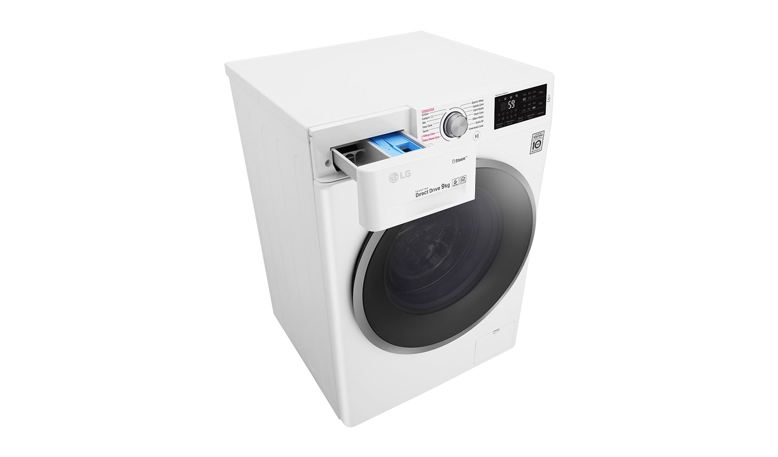 LG Steam™ F4J6VY1W 9Kg 1400 Spin Washing Machine - White, F4J6VY1W