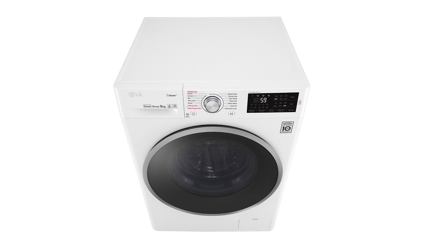 LG Steam™ F4J6VY1W 9Kg 1400 Spin Washing Machine - White, F4J6VY1W