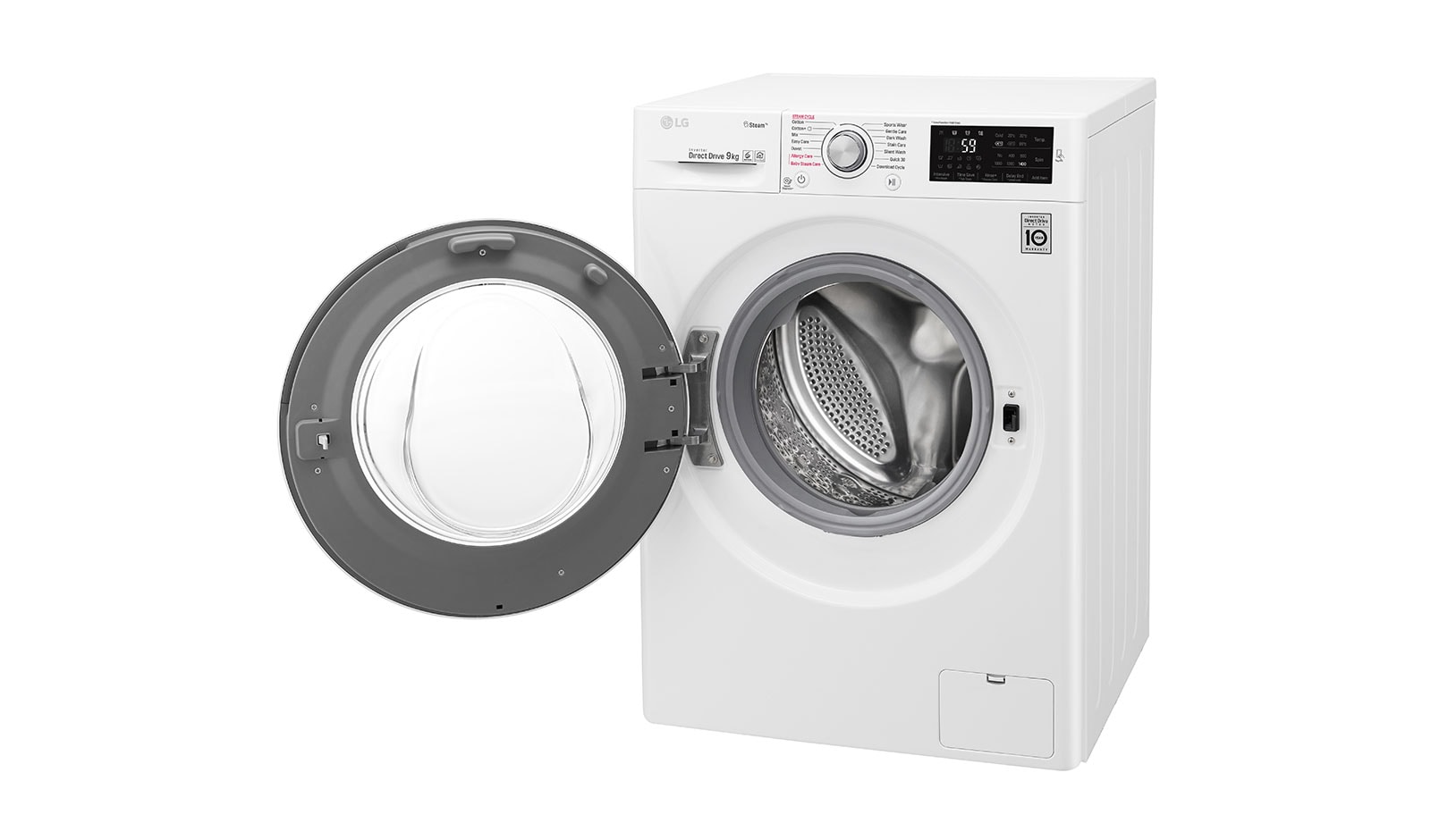 LG Steam™ F4J6VY1W 9Kg 1400 Spin Washing Machine - White, F4J6VY1W