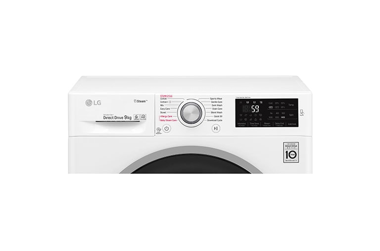 LG Steam™ F4J6VY1W 9Kg 1400 Spin Washing Machine - White, F4J6VY1W
