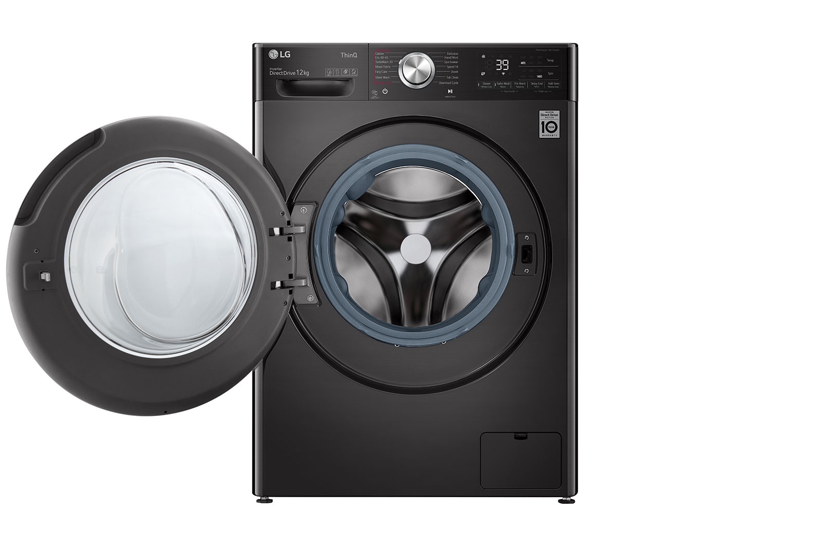 LG WiFi connected | 12kg | Washing Machine | 1360 rpm | AI DD™ | Direct Drive™ | Steam™ | TurboWash™360 | Black Steel, F4V1012BTSE