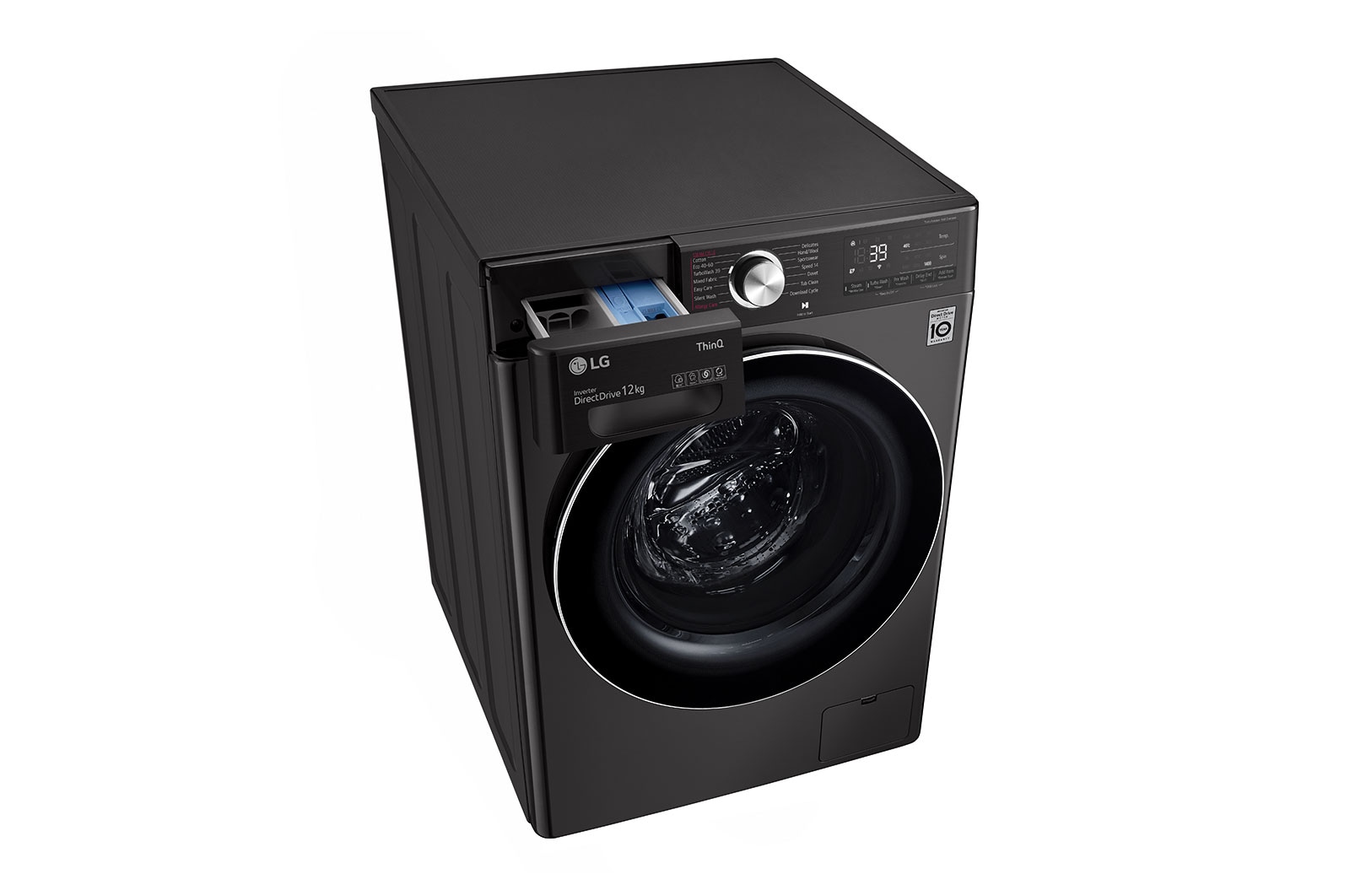 LG WiFi connected | 12kg | Washing Machine | 1360 rpm | AI DD™ | Direct Drive™ | Steam™ | TurboWash™360 | Black Steel, F4V1012BTSE