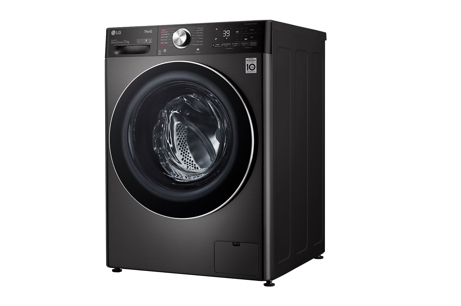 LG WiFi connected | 12kg | Washing Machine | 1360 rpm | AI DD™ | Direct Drive™ | Steam™ | TurboWash™360 | Black Steel, F4V1012BTSE