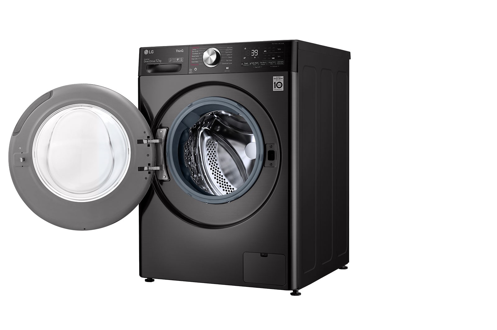 LG WiFi connected | 12kg | Washing Machine | 1360 rpm | AI DD™ | Direct Drive™ | Steam™ | TurboWash™360 | Black Steel, F4V1012BTSE