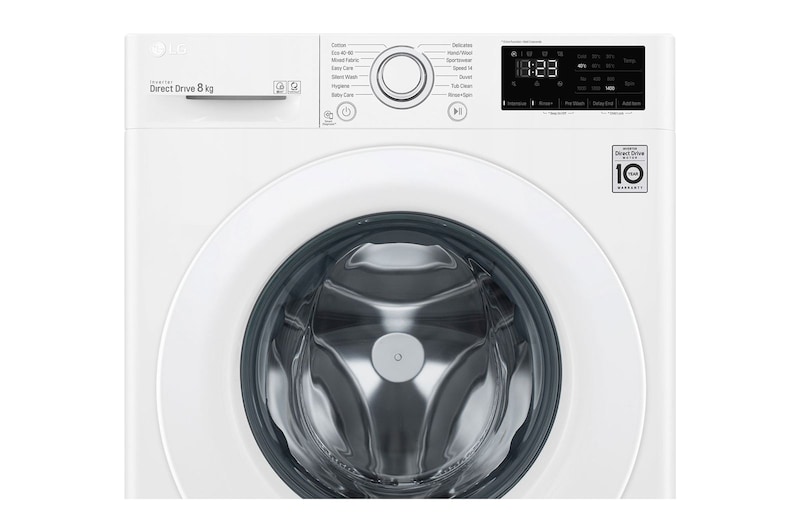 LG 8kg Washing Machine AI DD™, White, F4V308WNW