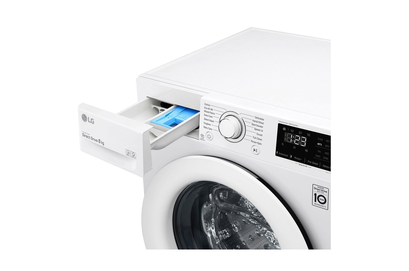 LG Direct Drive | 8kg | Washing Machine | 1360 rpm | AI DD™ | White, F4V308WNW