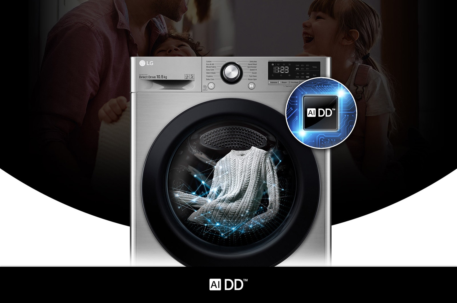 LG Direct Drive | 10.5kg | Washing Machine | 1360 rpm | AI DD™ | Graphite, F4V310SNE