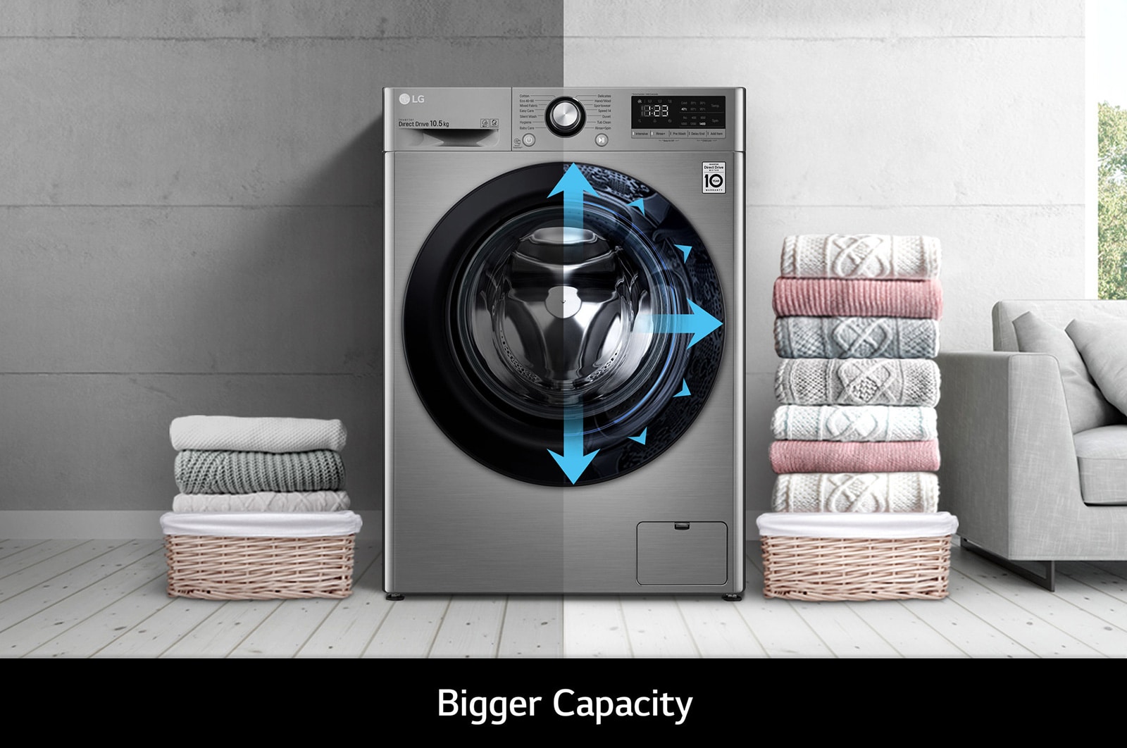 LG Direct Drive | 10.5kg | Washing Machine | 1360 rpm | AI DD™ | Graphite, F4V310SNE