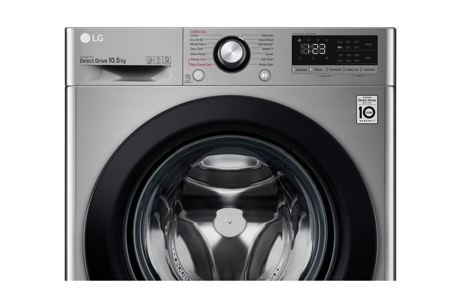 LG Direct Drive | 10.5kg | Washing Machine | 1360 rpm | AI DD™ | Steam™ | Graphite, F4V310SSE