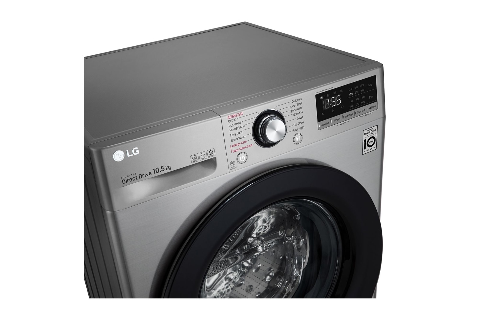 LG Direct Drive | 10.5kg | Washing Machine | 1360 rpm | AI DD™ | Steam™ | Graphite, F4V310SSE