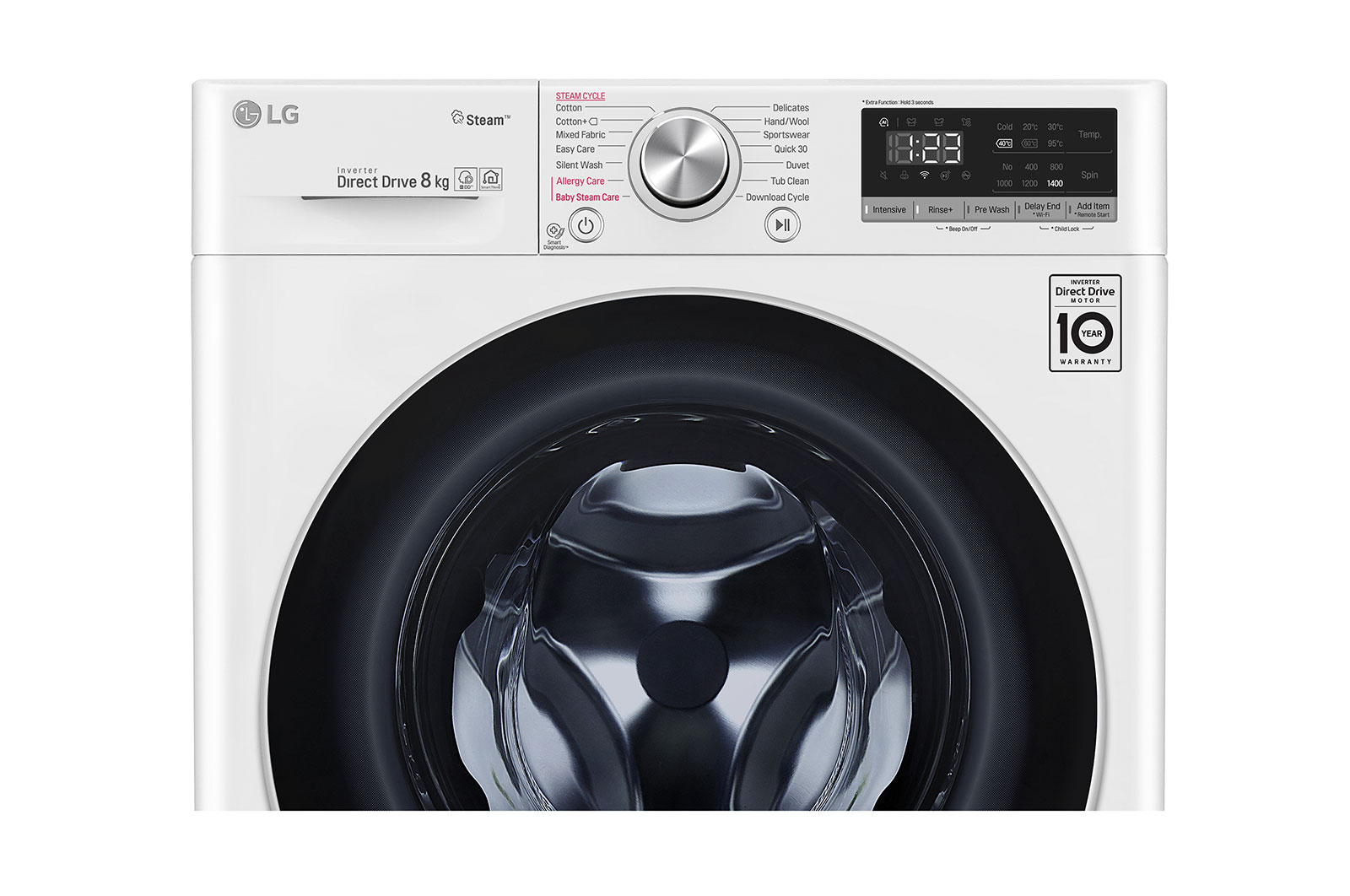 LG AIDD™ F4V508WS 8kg Washing Machine - White, F4V508WS