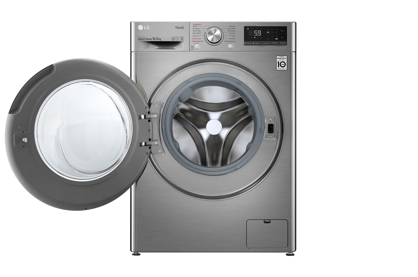 LG WiFi connected | 10.5kg | Washing Machine | 1360 rpm | AI DD™ | Direct Drive™ | Steam™ | TurboWash™\t| Graphite, F4V510SSE