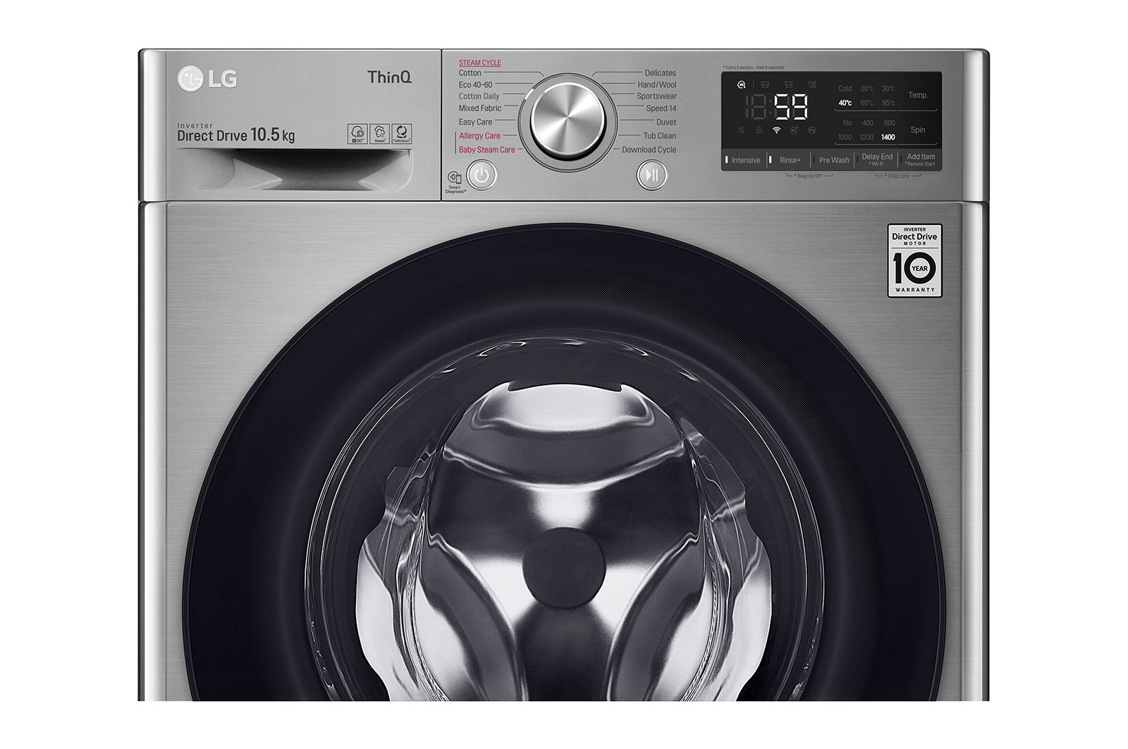 LG WiFi connected | 10.5kg | Washing Machine | 1360 rpm | AI DD™ | Direct Drive™ | Steam™ | TurboWash™\t| Graphite, F4V510SSE