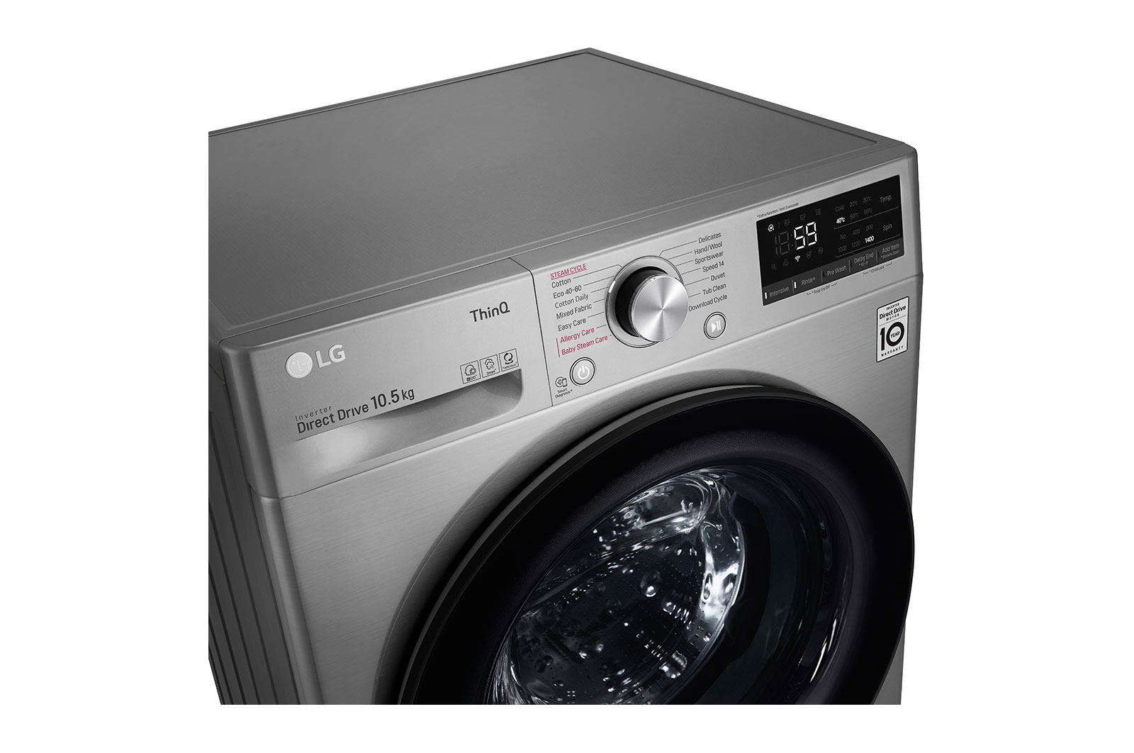 LG WiFi connected | 10.5kg | Washing Machine | 1360 rpm | AI DD™ | Direct Drive™ | Steam™ | TurboWash™\t| Graphite, F4V510SSE