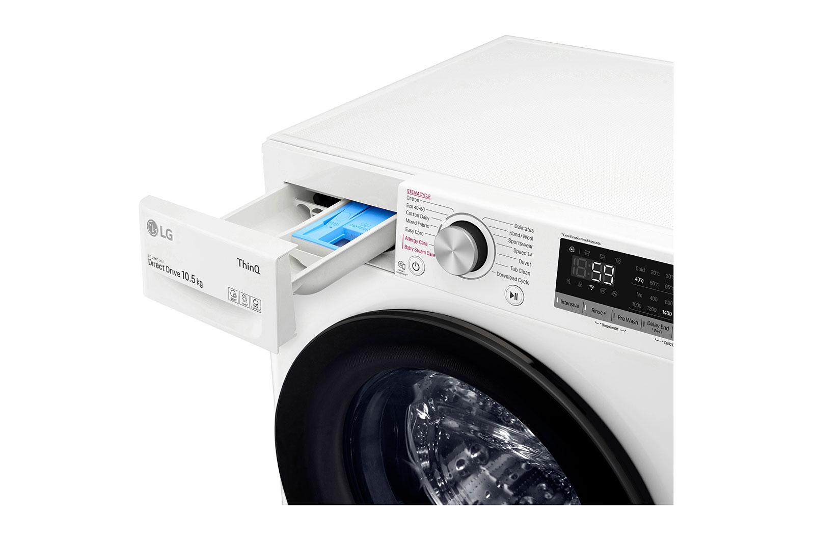 LG WiFi connected | 10.5kg | Washing Machine | 1360 rpm | AI DD™ | Direct Drive™ | Steam™ | White, F4V510WSE