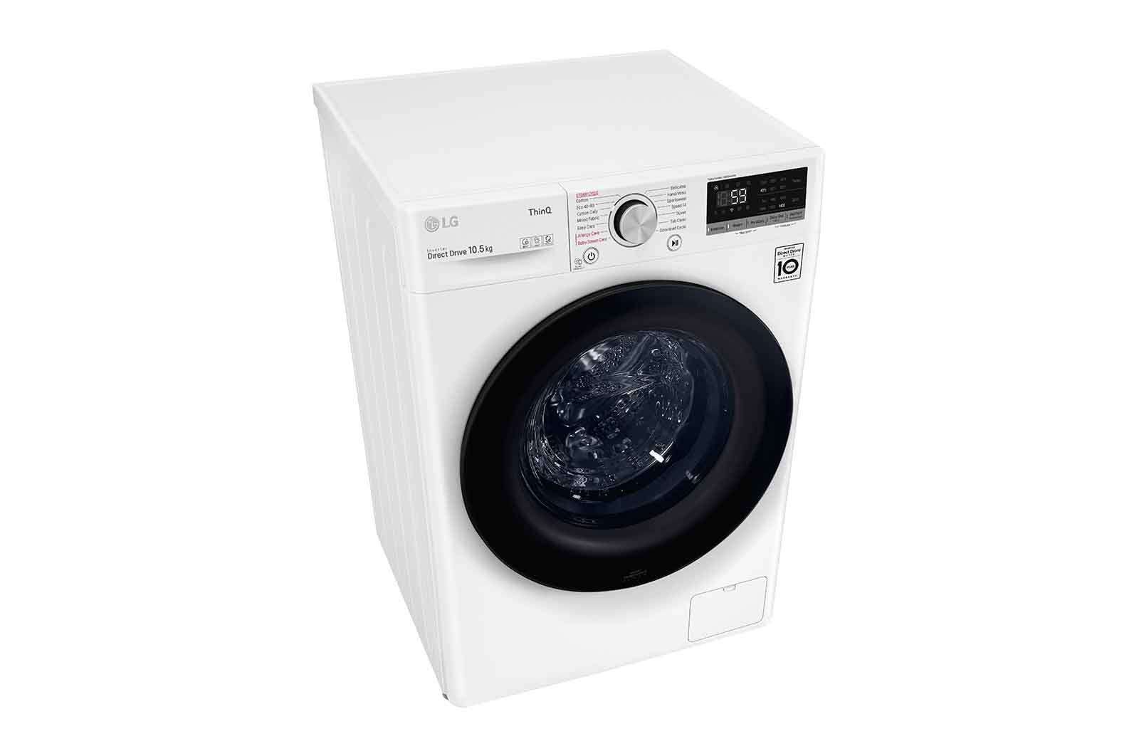 LG WiFi connected | 10.5kg | Washing Machine | 1360 rpm | AI DD™ | Direct Drive™ | Steam™ | White, F4V510WSE