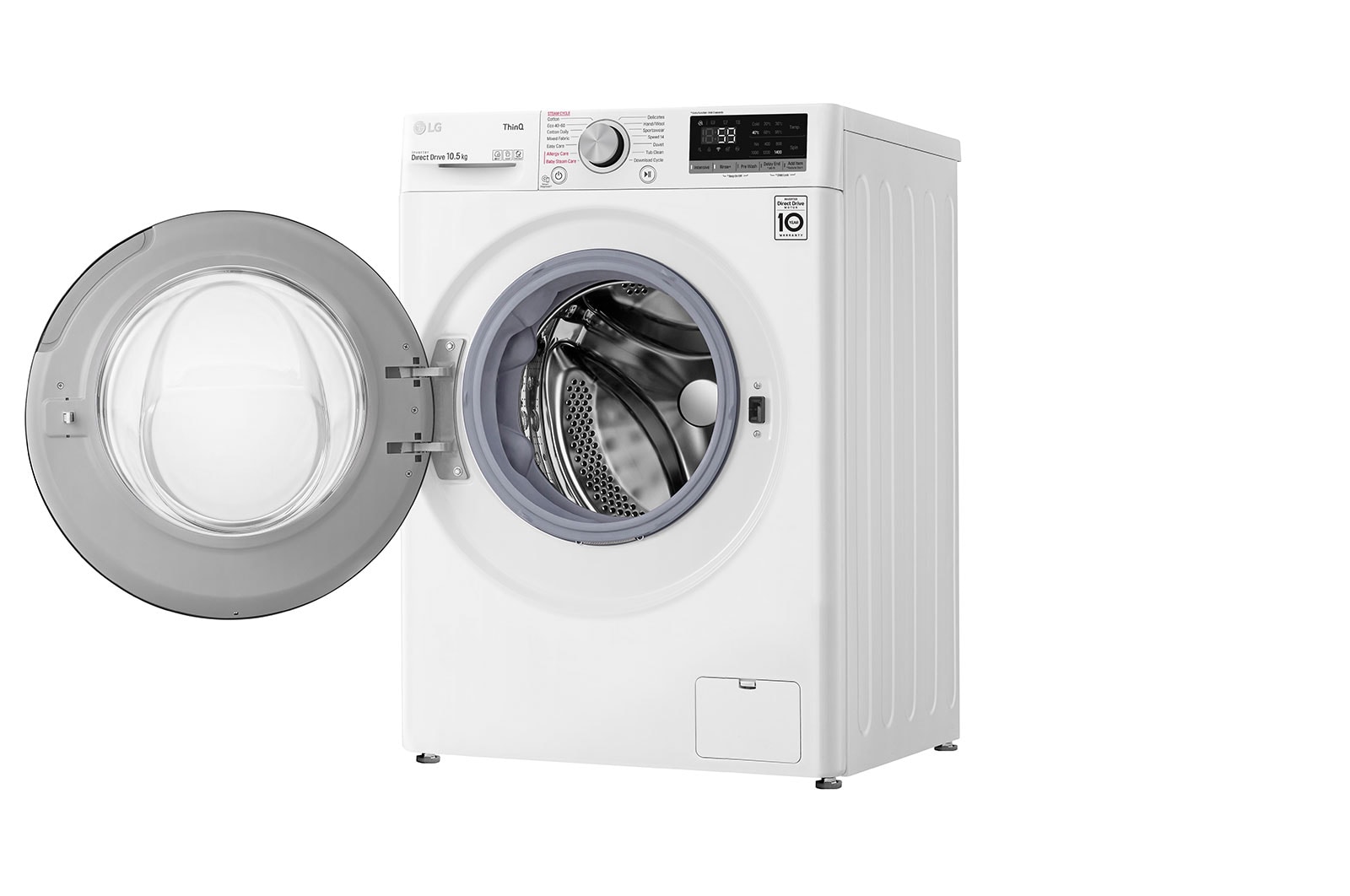 LG WiFi connected | 10.5kg | Washing Machine | 1360 rpm | AI DD™ | Direct Drive™ | Steam™ | White, F4V510WSE