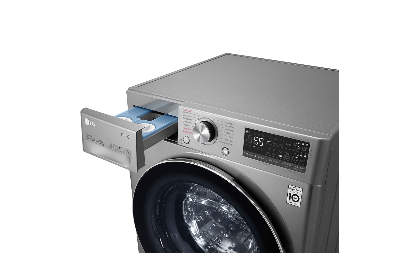 LG WiFi connected | 9kg | Washing Machine | 1360 rpm | Auto Dose | AI DD™ | Direct Drive™ | Steam™ | TurboWash™ | Graphite, F4V709STSA