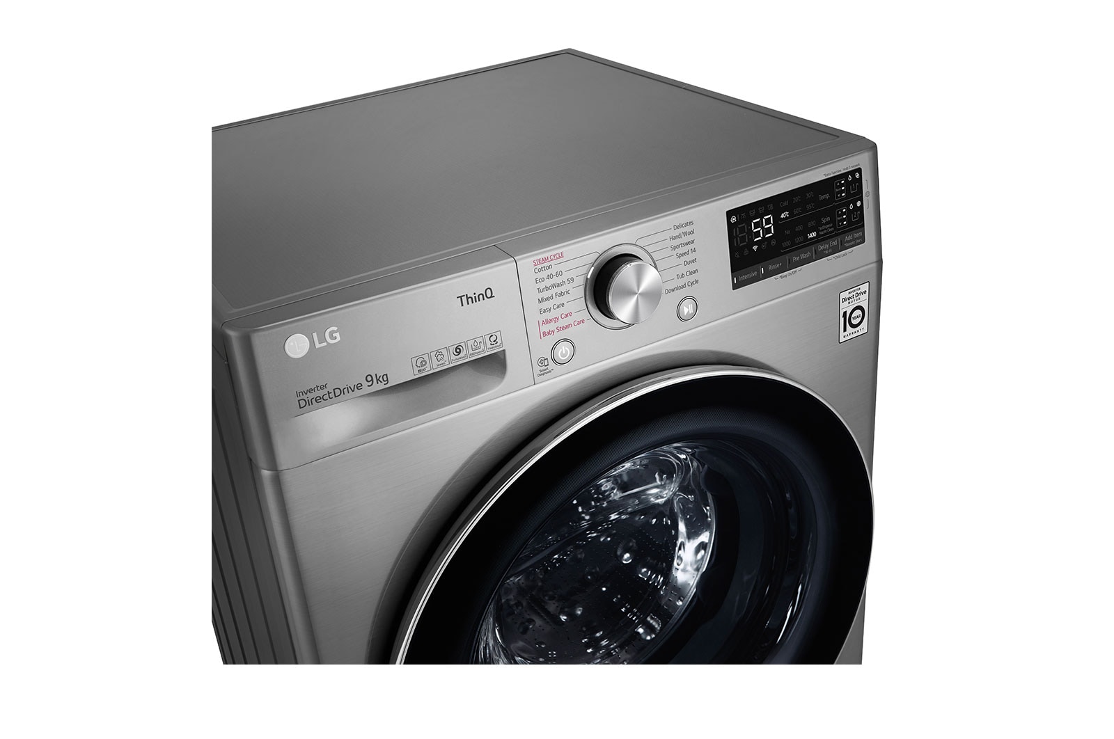 LG WiFi connected | 9kg | Washing Machine | 1360 rpm | Auto Dose | AI DD™ | Direct Drive™ | Steam™ | TurboWash™ | Graphite, F4V709STSA