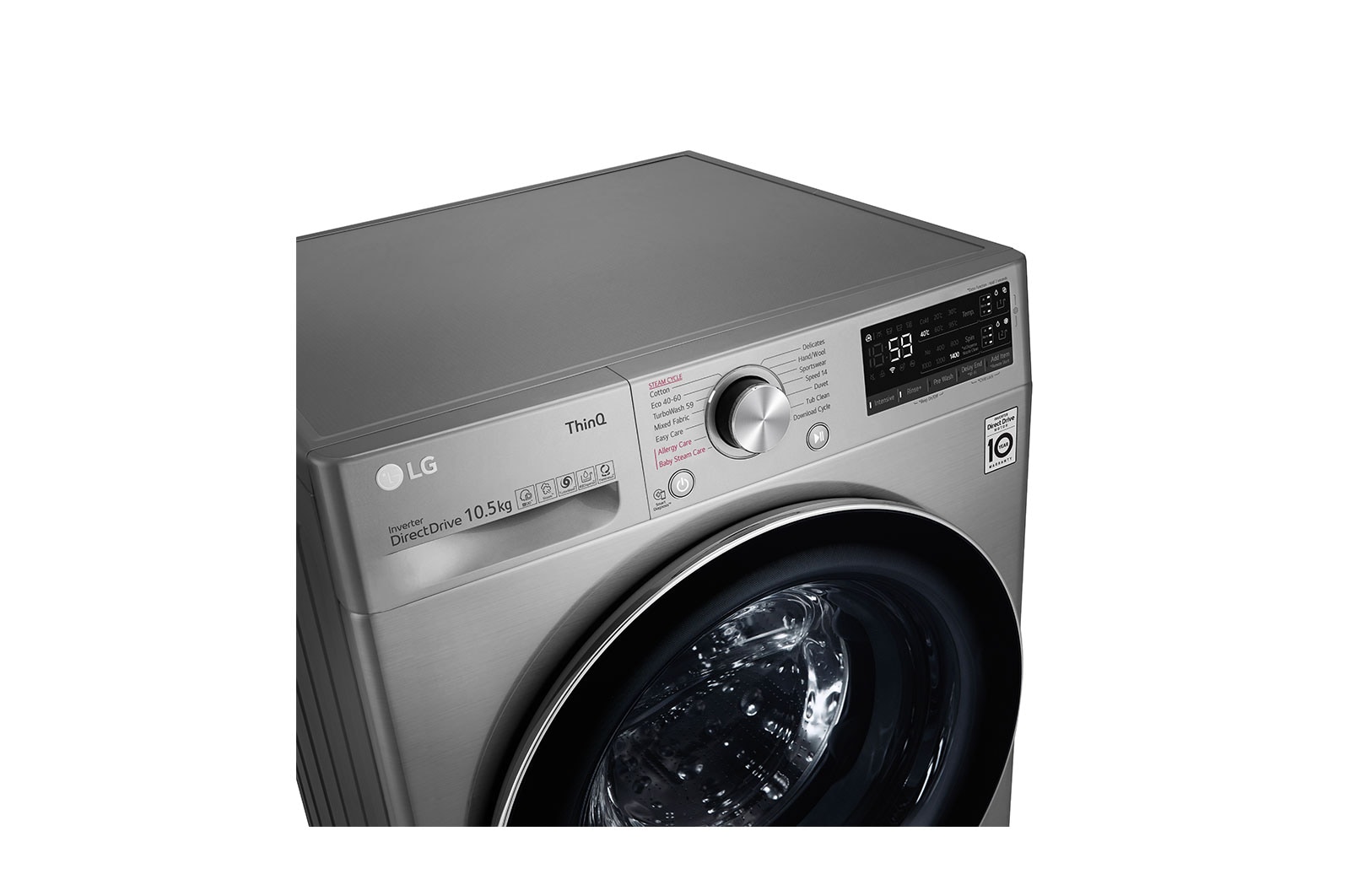 LG WiFi connected | 10.5kg | Washing Machine | 1360 rpm | Auto Dose | AI DD™ | Direct Drive™ | Steam™ | TurboWash™ | Graphite, F4V710STSA