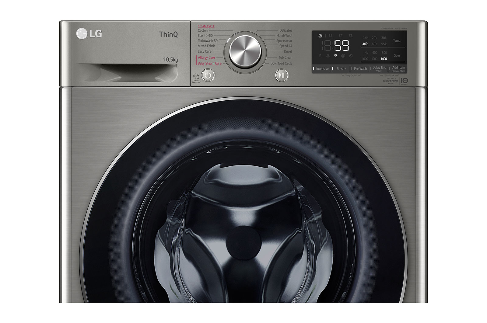 LG WiFi connected | 10.5kg | Washing Machine | 1360 rpm | AI DD™ | Direct Drive™ | Steam™ | Graphite, F4V710STSH