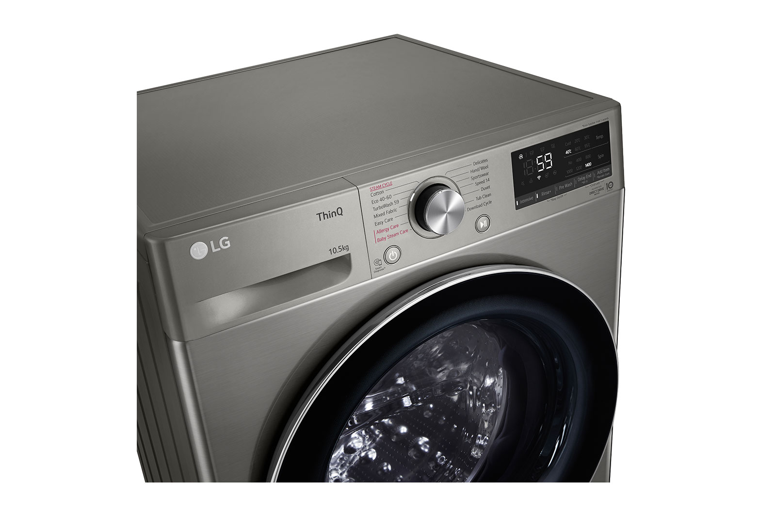 LG WiFi connected | 10.5kg | Washing Machine | 1360 rpm | AI DD™ | Direct Drive™ | Steam™ | Graphite, F4V710STSH