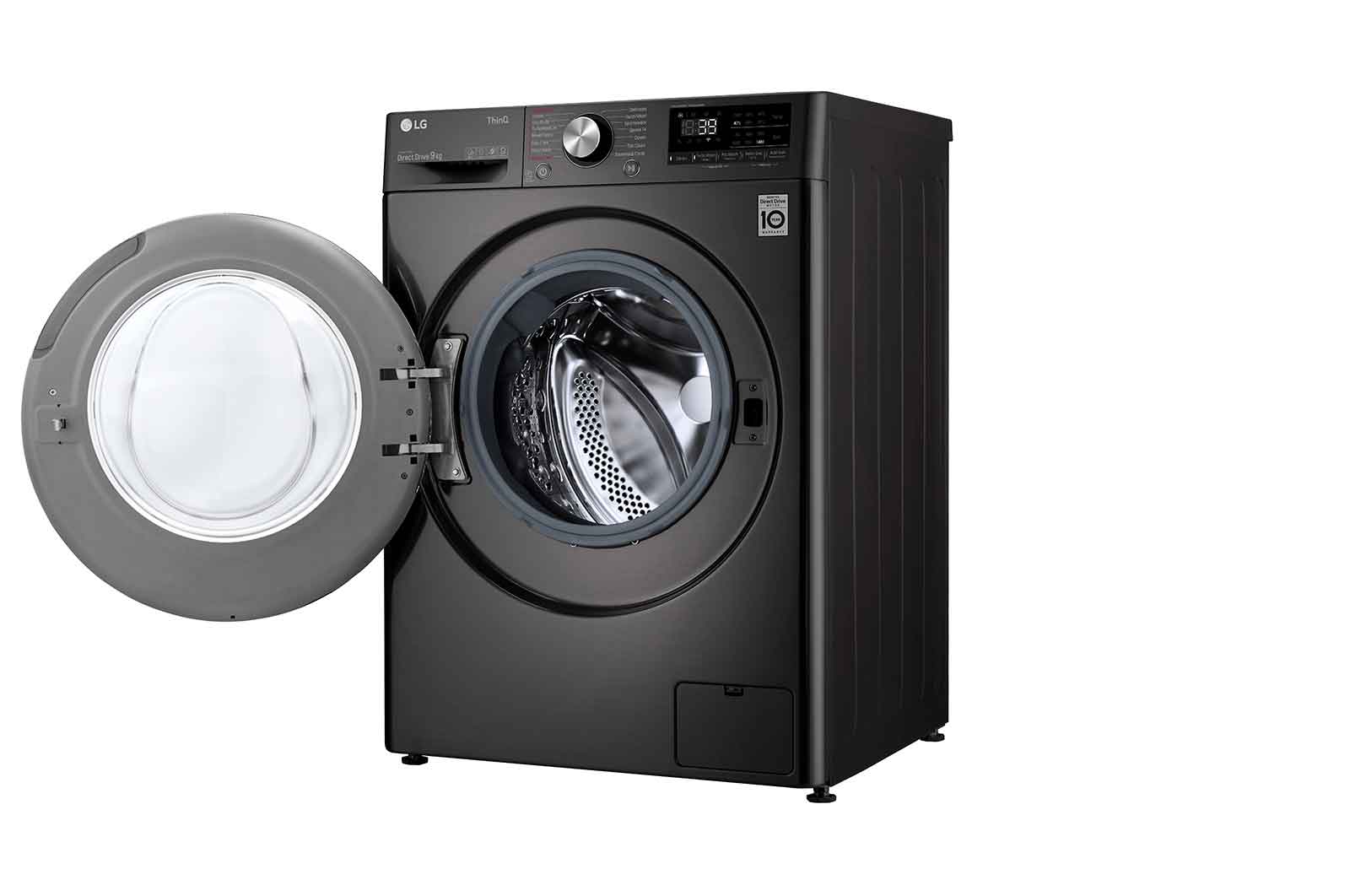 LG WiFi connected | 9kg | Washing Machine | 1360 rpm | AI DD™ | Direct Drive™ | Steam™ | TurboWash™360\t| Black Steel, F4V909BTSE